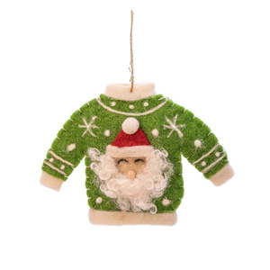 Textilná ručne vyrobená vianočná ozdoba 12 cm Santa Jumper – Sass & Belle vyobraziť