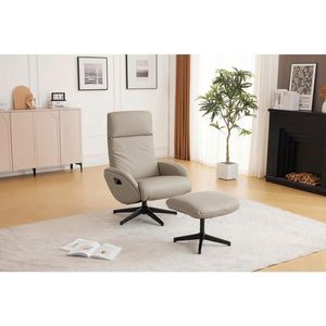 Livetastic RELAXAČNÉ KRESLO S PODNOŽKOU, textil, koža, sivohnedá vyobraziť