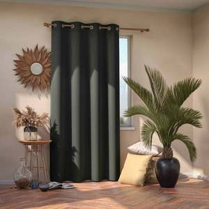 Tmavosivý tieniaci záves AmeliaHome Eyelets Charcoal, 140 × 245 cm vyobraziť