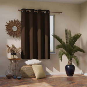 Tmavohnedý tieniaci záves AmeliaHome Eyelets Dark Brown, 140 × 245 cm vyobraziť