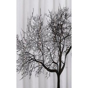 AQUALINE - Sprchový závěs 180x200cm, polyester, černá/bílá, strom ZP008 vyobraziť