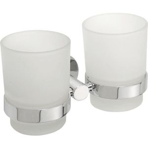 SAPHO - X-ROUND dvojitý držák skleniček, mléčné sklo, chrom XR902 vyobraziť