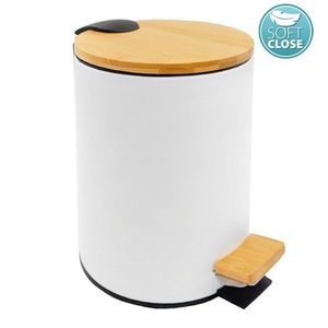 AQUALINE AQUALINE - BAMBUS odpadkový koš kulatý 5l, Soft Close, bílá mat BI007 vyobraziť