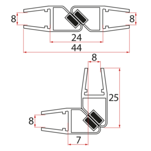 GELCO - Set magnetických těsnění 45°pro sklo 8/8, 2000 NDTL04 vyobraziť
