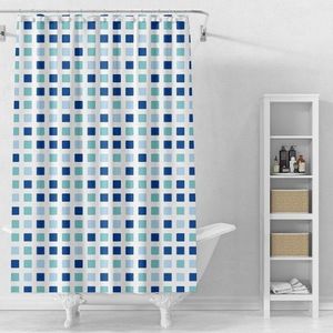 AQUALINE - Sprchový závěs 180x180cm, vinyl, bílá, modré kostky ZV036 vyobraziť