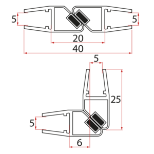 AQUALINE - Set magnetických těsnění 45°pro sklo 5/5, 1850 NDHLF-3 vyobraziť