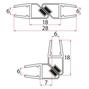 AQUALINE - Set magnetických těsnění 45°pro sklo 6/6, 2000 MAG01 vyobraziť