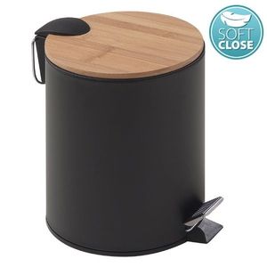 Gedy Gedy - KENTA odpadkový koš 3l, Soft Close, černá mat/bambus 1309 vyobraziť