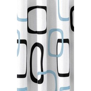 AQUALINE - Sprchový závěs 180x200cm, polyester, bílá/černá/modrá ZP004 vyobraziť