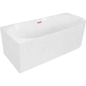 MEXEN/S - Gia voľne stojaca rohová vaňa reliéf ľavá 170 x 80 cm, biela lesk, sifón a prepad meď kartáčovaná 52701708000L-65 vyobraziť