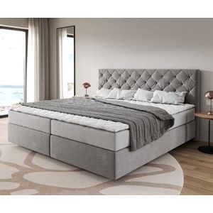Boxspringová posteľ Dream-Great z mikrovlákna sivá 200x200 cm vyobraziť
