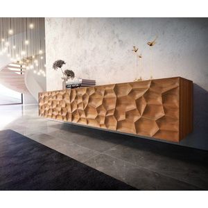 TV stolík Solu 220 cm prírodná akácia 2 dvierka 4 zásuvky 3D vyobraziť