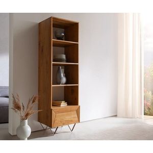 Skriňa Kayu 55x180 cm prírodná akáciová knižnica 1 dverová v tvare V vyobraziť