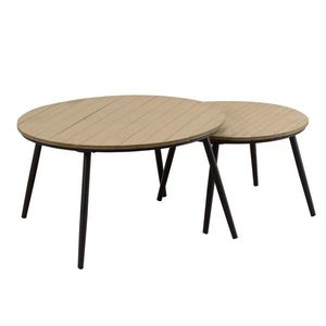 Set dvoch záhradných stolíkov, prírodná/čierna, NADRY vyobraziť