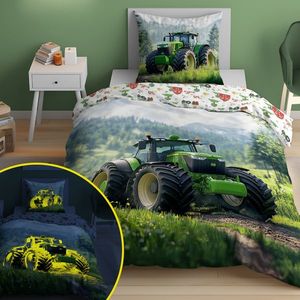 Svietiace obliečky bavlnené, FLUO Traktor vyobraziť