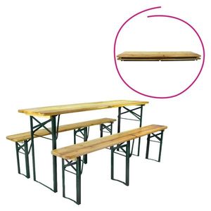 KONDELA Ganso Typ 1 pivný set 1+2 prírodná / tmavozelená vyobraziť