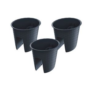 Prosperplast Súprava kvetináčov na zábradlie, 3-dielna (oválny tvar, antracitová, 298 x 242 x 225 mm) vyobraziť