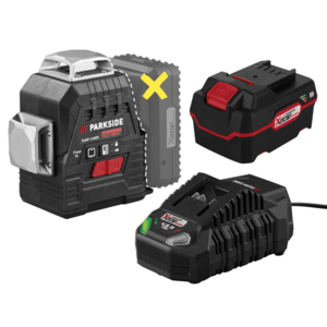 PARKSIDE PERFORMANCE® Aku krížový líniový laser PKLLP 3 x 360° 3360 A1 + Akumulátor 20 V/4 Ah + Nabíjačka na akumulátor 20 V/4, 5 A vyobraziť
