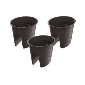 Prosperplast Súprava kvetináčov na zábradlie, 3-dielna (oválny tvar, hnedá, 298 x 242 x 225 mm) vyobraziť