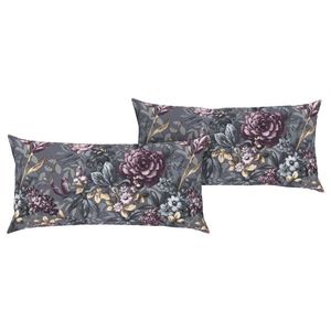 LIVARNO home Obliečka na vankúše z bavlny Renforcé, 80 x 40 cm, 2 kusy (kvety/sivá) vyobraziť