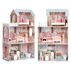 Domeček pro panenky ECOTOYS: BARBIE s nábytkem růžový vyobraziť