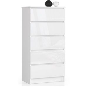 Komoda Kuba 60 cm - 5 zásuviek biela lesk vyobraziť