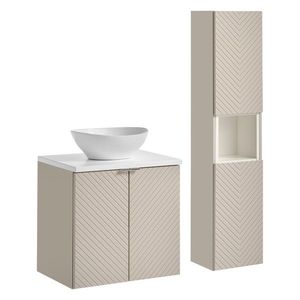 Koupelnová sestava Viva Cashmere s deskou, umyvadlem a skříňkami 60 cm kašmírová/bílá vyobraziť