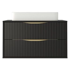 Závěsná skříňka pod umyvadlo Avila s deskou 80 cm černá/zlatá vyobraziť