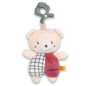 Detská plyšová hračka s hracím strojčekom a klipom Baby Mix Medvedík ružová vyobraziť