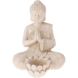 Záhradná dekorácia Budha na čajovú sviečku, 14 x 19 x 13 cm, krémová vyobraziť