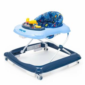 Detské chodítko Baby Mix s volantom a silikónovými kolieskami tmavomodrá vyobraziť