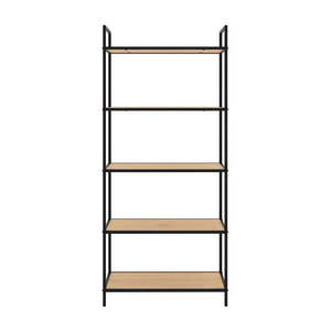 Čierny/v prírodnej farbe regál v dekore duba 70x156x35 cm Altino – Unique Furniture vyobraziť