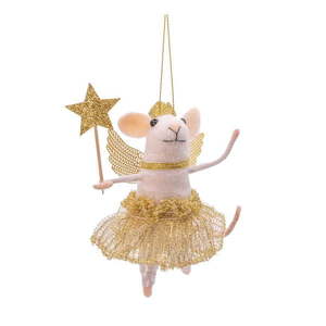 Textilná ručne vyrobená vianočná ozdoba 12 cm Fairy Mouse – Sass & Belle vyobraziť