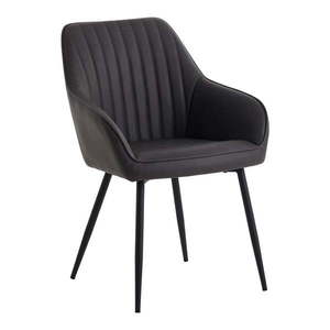 Tmavosivé jedálenské stoličky v súprave s podrúčkami 2 ks z imitácie kože Nolan Stripe – Unique Furniture vyobraziť