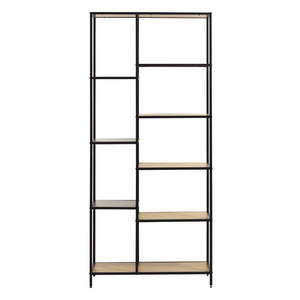 Čierna/v prírodnej farbe knižnica v dekore duba 80x180x35 cm Altino – Unique Furniture vyobraziť