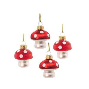 Sklenené ručne vyrobené vianočné ozdoby v súprave 4 ks ø 4, 5 cm Mushroom – Sass & Belle vyobraziť