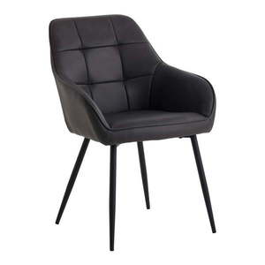 Tmavosivé jedálenské stoličky v súprave 2 ks s podrúčkami z imitácie kože Nolan Square – Unique Furniture vyobraziť