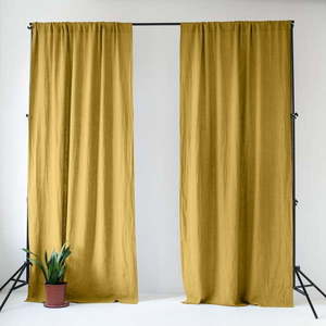 Žltý ľanový záves 140x330 cm Lemon Curry – Linen Tales vyobraziť