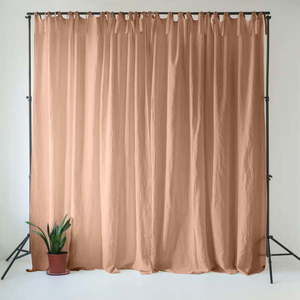 Ružový/hnedý ľanový záves 140x250 cm Cafe Creme – Linen Tales vyobraziť