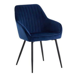 Tmavomodré zamatové jedálenské stoličky v súprave 2 ks s podrúčkami Nolan Stripe – Unique Furniture vyobraziť
