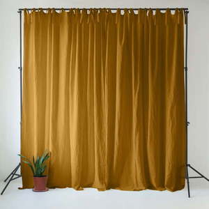 Okrovožltý/hnedý ľanový záves 140x300 cm Bronze – Linen Tales vyobraziť