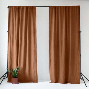 Hnedý ľanový záves 140x200 cm Hazelnut – Linen Tales vyobraziť