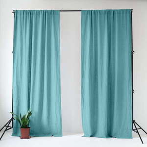 Tyrkysovomodrý ľanový záves 140x330 cm Coastal Blue – Linen Tales vyobraziť
