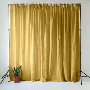 Žltý ľanový záves 140x330 cm Lemon Curry – Linen Tales vyobraziť