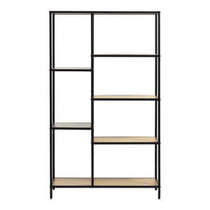 Čierna/v prírodnej farbe knižnica v dekore duba 80x146x35 cm Altino – Unique Furniture vyobraziť
