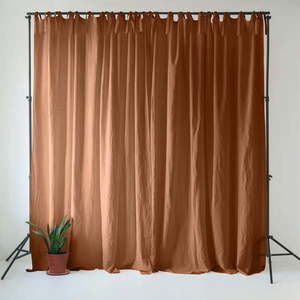 Hnedý ľanový záves 140x170 cm Hazelnut – Linen Tales vyobraziť