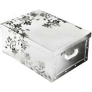 Úložný box s vekom Ornament 51 x 37 x 24 cm, biela vyobraziť