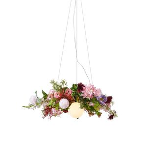 Boho stropné svietidlo čierne s farebnými kvetmi červenej a ružovej farby - Flower Power vyobraziť