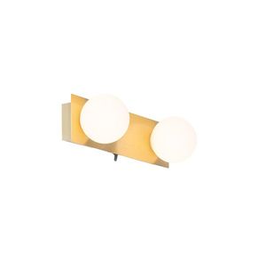 Nástenná lampa zlatá 28 cm IP44 2-svetlo s vypínačom - Cederic vyobraziť