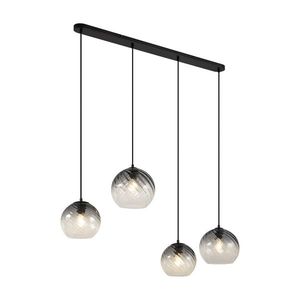 Art Deco závesná lampa čierna s dymovým sklom obdĺžniková 4-svetlá - Bao vyobraziť